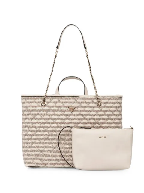 GUESS USA Giully quilted striped tote bag Neutrals HWAG9673290