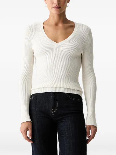GUESS USA Ellie ribbed-knit V-neck sweater Neutrals W6YR10Z0949