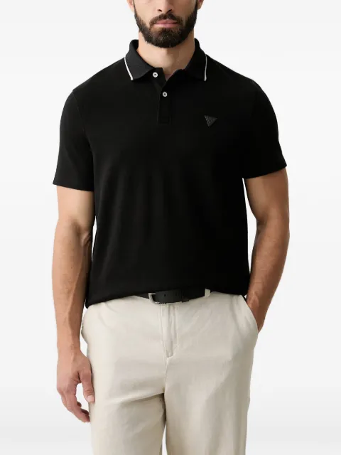 GUESS USA logo-patch tipped-collar polo shirt Black M6YP11K4390