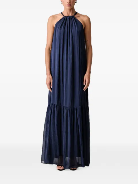 Haveone halterneck tiered maxi dress Blue AFFQ011