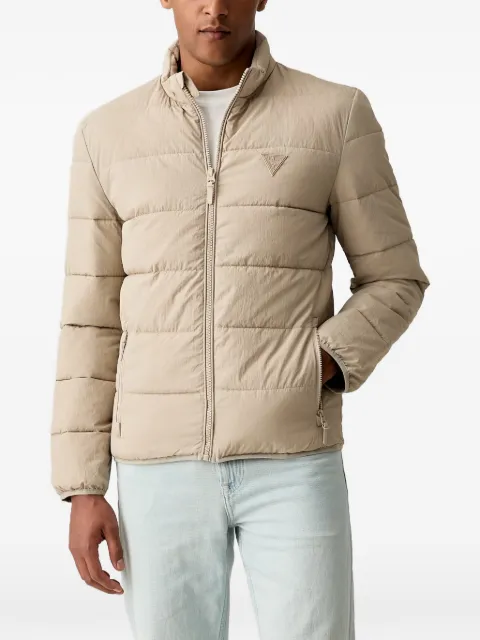 GUESS USA quilted logo-patch jacket Neutrals Z5YL09WGTN0