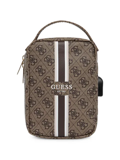 GUESS USA monogram-print striped tech bag Brown GUHBP4RPSW
