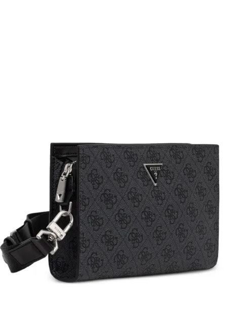 GUESS USA Milano monogram-print logo-plaque belt bag Black HMMILOP6157