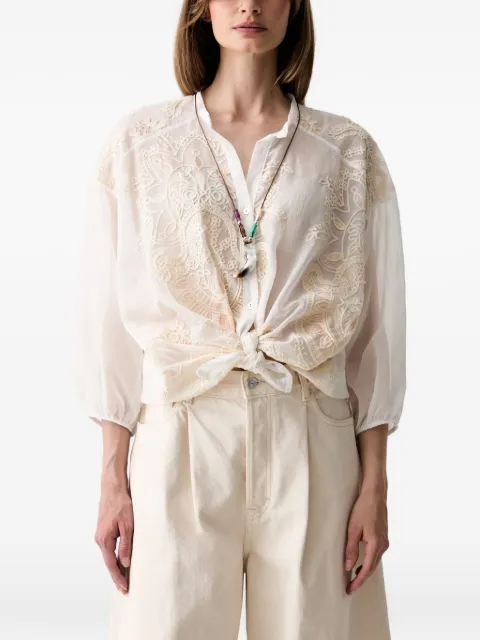 Haveone embroidered button-up blouse White CNOQ141