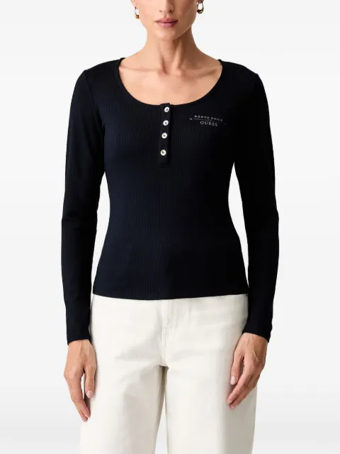 GUESS USA ribbed-knit long-sleeve top Black W6YP60K5318