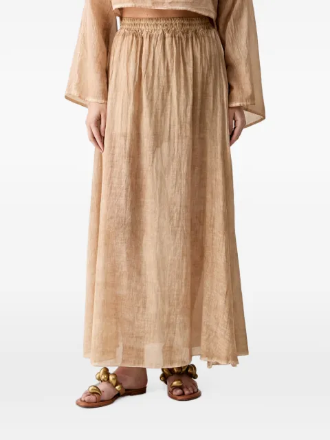 Haveone elasticated-waistband side-slit maxi skirt Neutrals GFLQ058