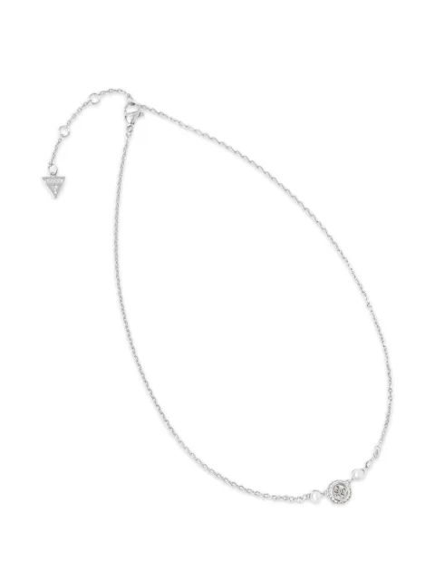 GUESS USA Tiny Pearly logo-plaque faux-pearl necklace Silver JUBN05519JW