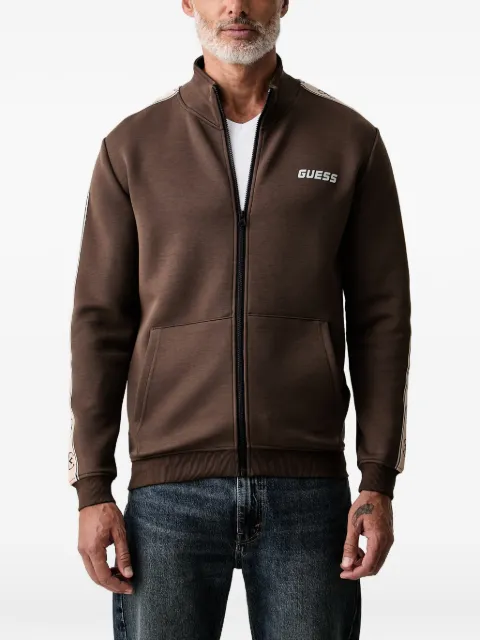 GUESS USA logo-tape zip-up sweater Brown Z2YQ10KB3P2