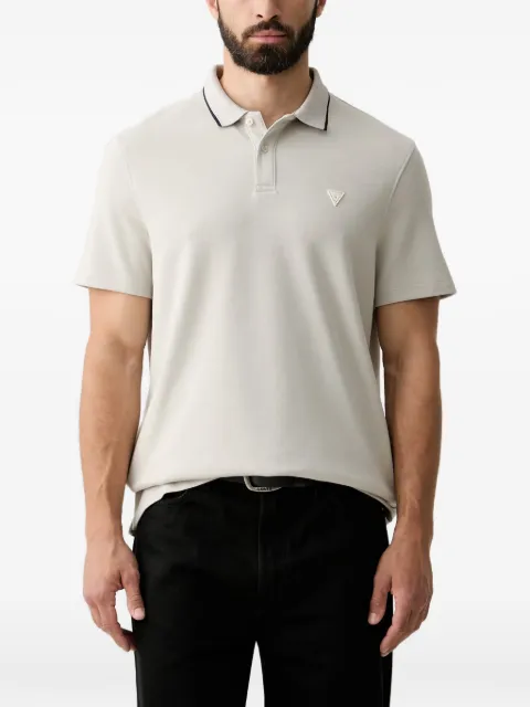 GUESS USA logo-patch buttoned polo shirt Neutrals M6YP11K4390