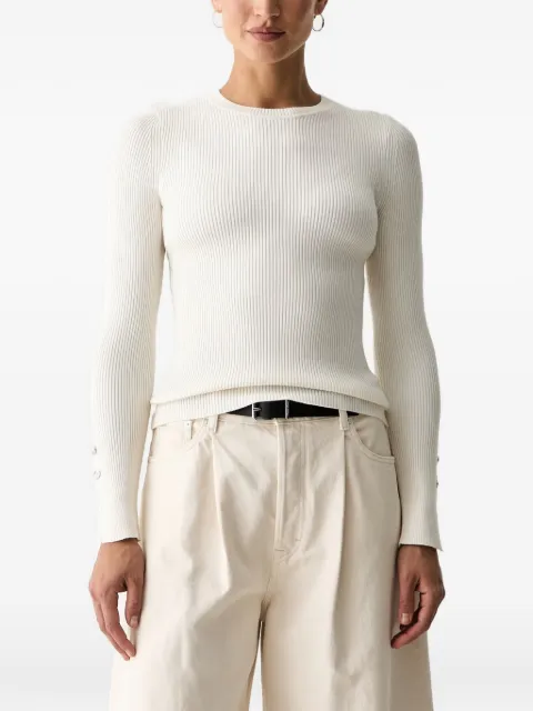 GUESS USA Ellie ribbed button-cuff sweater Neutrals W6YR09Z0948