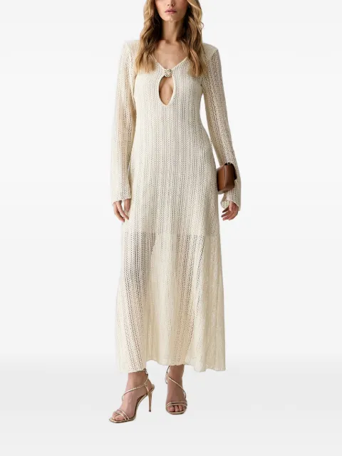 Haveone cut-out pointelle-knit maxi dress Neutrals AMAQ047