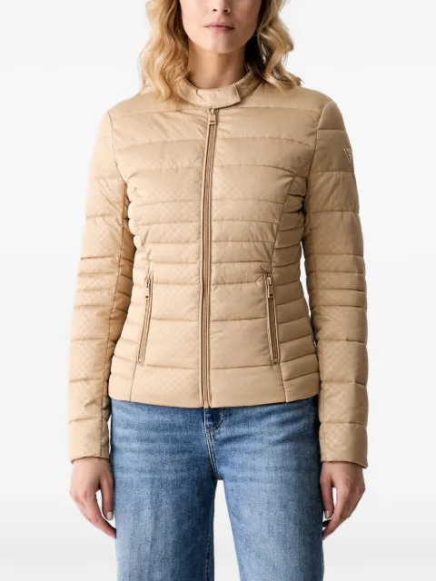 GUESS USA quilted logo-plaque puffer jacket Neutrals W6YL16W2891