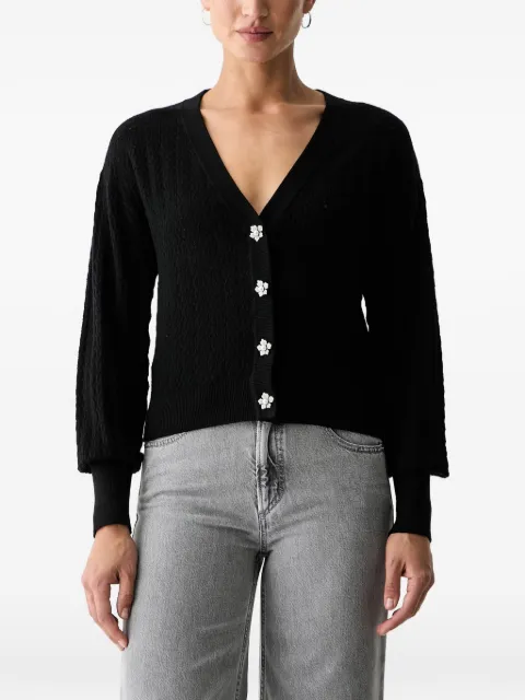 GUESS USA flower-button pointelle-knit cardigan Black W6YR14Z0955