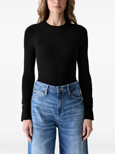 GUESS USA Ellie ribbed-knit button-cuff sweater Black W6YR09Z0948