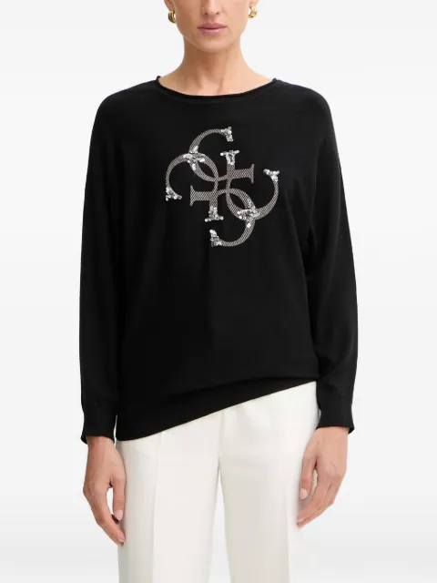 GUESS USA sequin-embellished logo-print sweater Black W6YR27Z0975