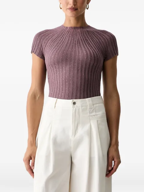 GUESS USA crystal-embellished ribbed top Purple W6YR31Z1023