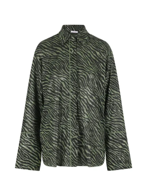 Oséree Lumière animal-print shirt Black LSF235