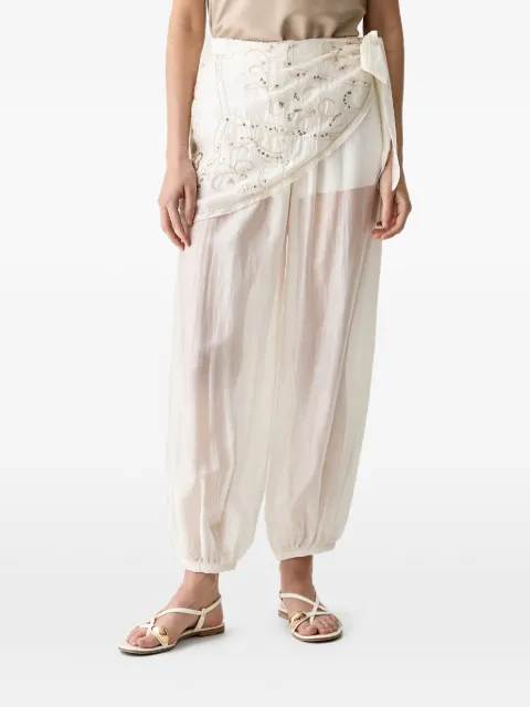 Haveone sequin-embellished wrap-style trousers White PVSQ256