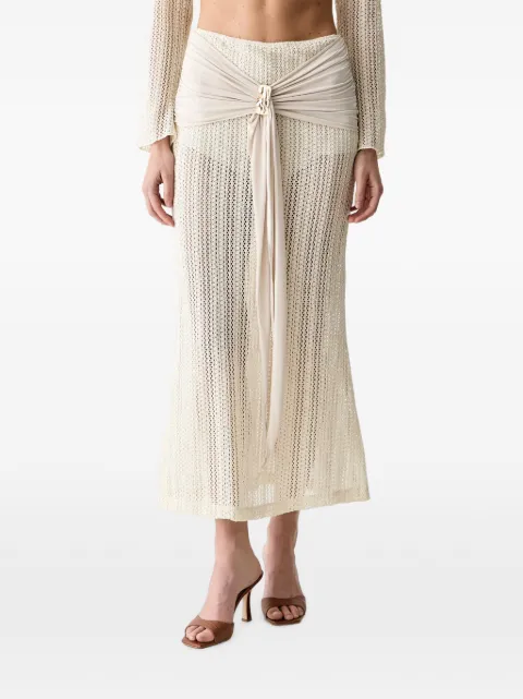 Haveone open-knit draped maxi skirt Neutrals GMAQ061