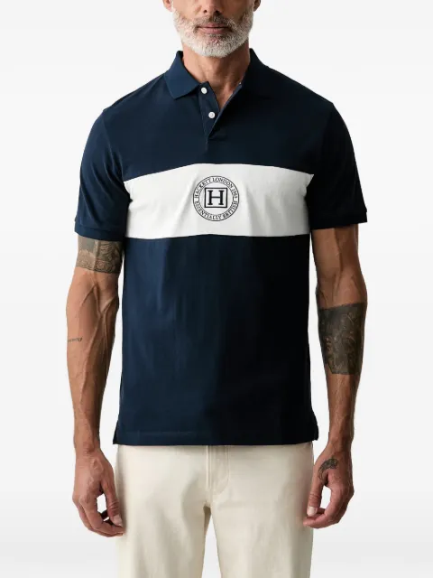 Hackett London logo-embroidered buttoned polo shirt Blue HM5600187