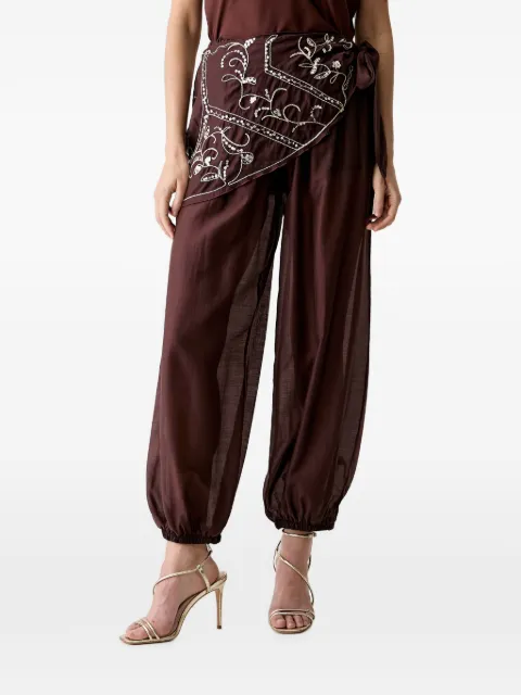 Haveone sequin-embellished wrap-panel trousers Brown PVSQ256