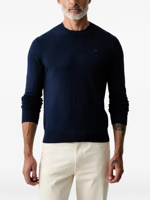 Hackett London logo-embroidered crew neck sweater Blue HM7000116