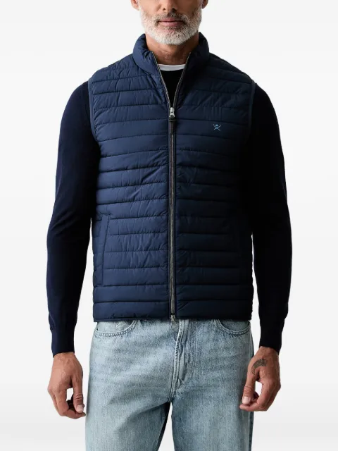 Hackett London quilted logo-embroidered gilet Blue HM4000197