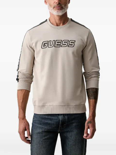 GUESS USA logo-print tape-detail sweatshirt Neutrals Z4GQ24K6ZS1