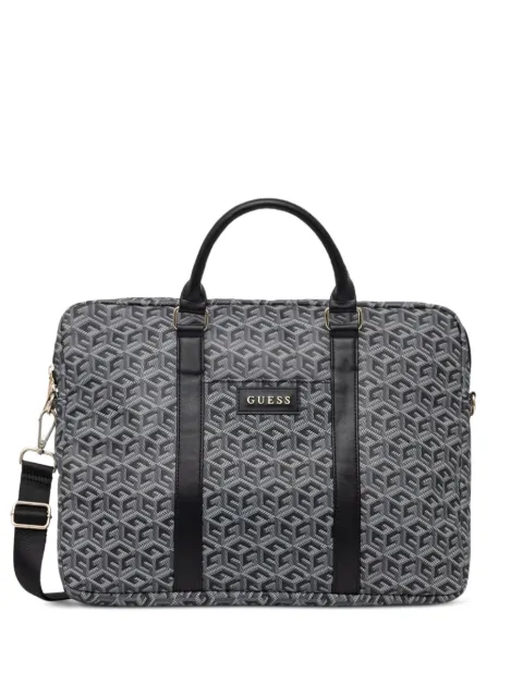 GUESS USA geometric-pattern logo-patch laptop bag Grey GUCB15HGCFSEK