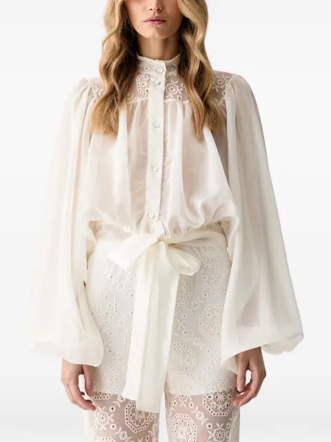 Haveone broderie-anglaise balloon-sleeve blouse Neutrals CMAQ137