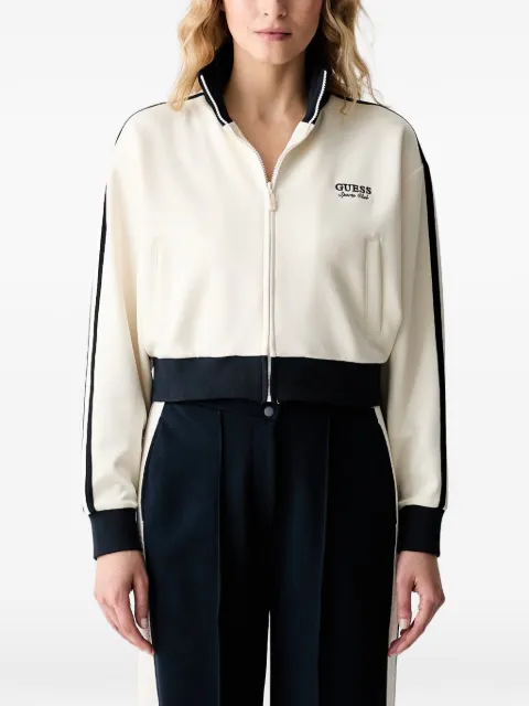 GUESS USA logo-embroidered zip-up sweatshirt Neutrals V6YQ07K4287