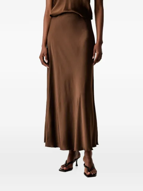 Haveone satin-finish flared maxi skirt Brown GWGQ006