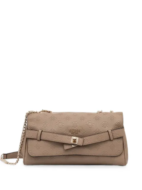 GUESS USA monogram-debossed buckle-detail shoulder bag Neutrals HWPD9746210