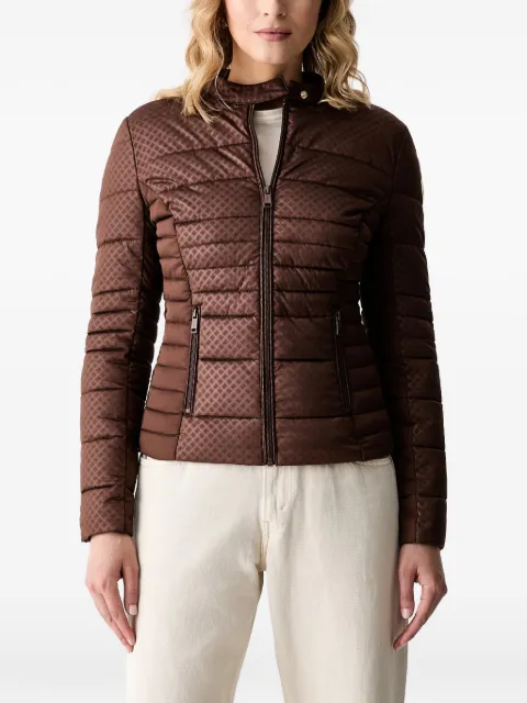 GUESS USA quilted logo-patch jacket Brown W6YL16W2891
