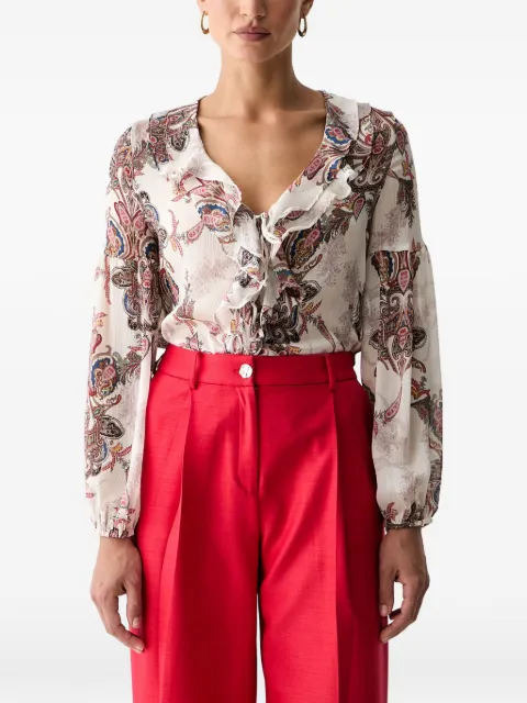 GUESS USA paisley-print ruffled blouse Neutrals W6YH30W2951
