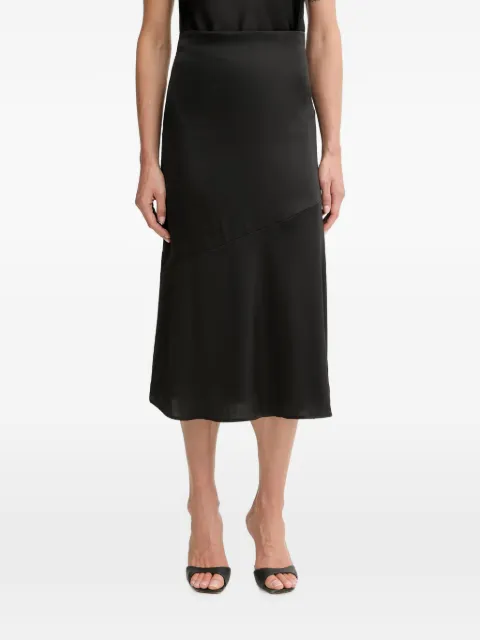 GUESS USA satin-finish asymmetric-seam midi skirt Black W6YD15W2941
