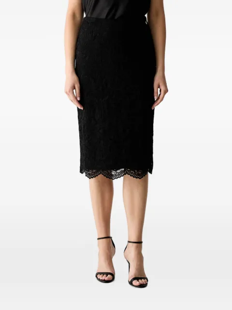 GUESS USA logo-plaque scalloped-hem midi skirt Black W6YD24K4404