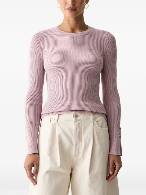 GUESS USA Ellie ribbed-knit button-cuff sweater Pink W6YR09Z0948