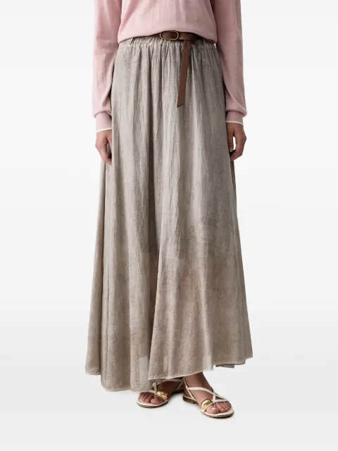 Haveone belted elasticated-waist maxi skirt Grey GFLQ059