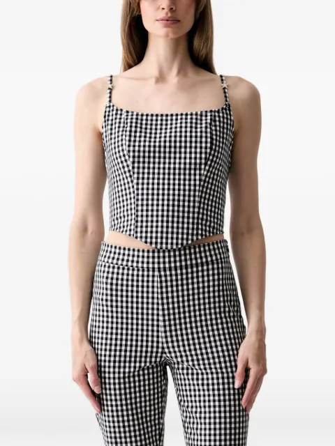 GUESS USA gingham-check star-patch top Black W6YH94W4487