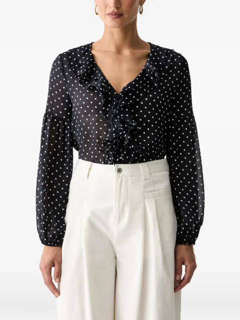 GUESS USA ruffled polka-dot blouse Blue W6YH30W2951