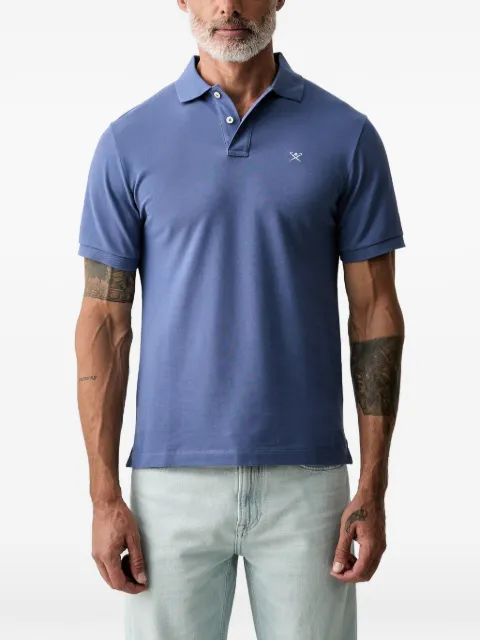 Hackett London logo-embroidered buttoned polo shirt Blue HM5600203