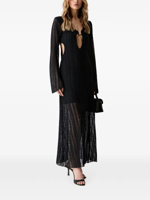 Haveone cut-out open-knit maxi dress Black AMAQ047