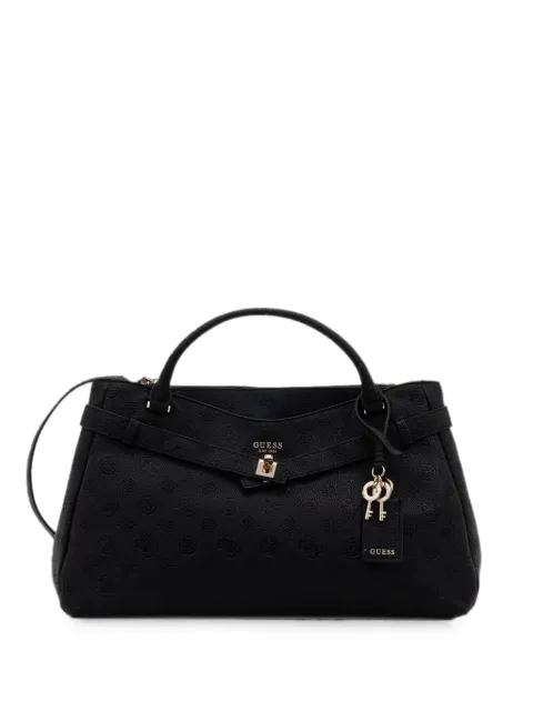 GUESS USA monogram-debossed key-charm tote bag Black HWPD9746060