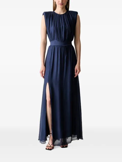 Haveone gathered side-slit maxi dress Blue AFFQ005