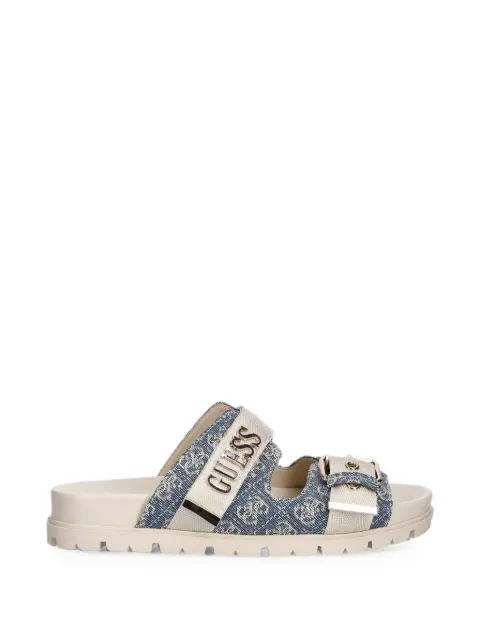 GUESS USA Faxona logo-print buckle-fastening sandals Blue FLTFX2FAB03