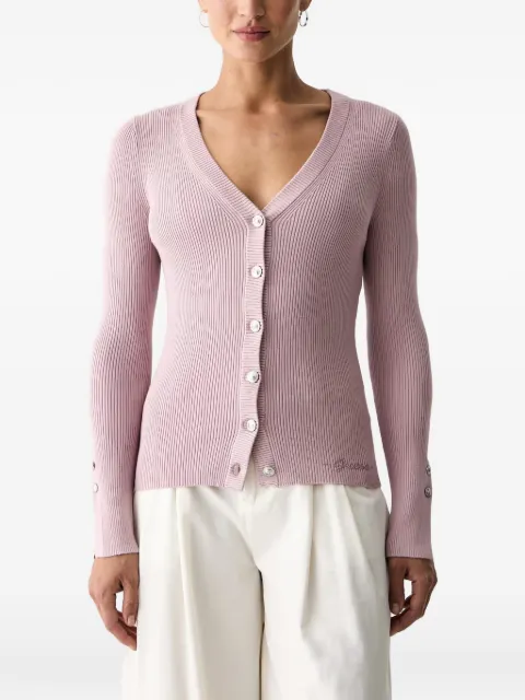 GUESS USA ribbed-knit V-neck cardigan Pink W6YR11Z0950