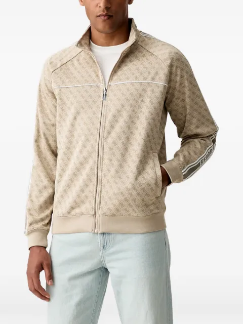 GUESS USA monogram-print zip-up sweater Neutrals Z6YQ16K4620