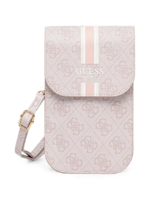 GUESS USA logo-print striped-detail phone bag Pink GUWBP4RPSP