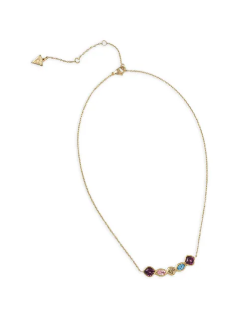 GUESS USA crystal-embellished logo-plaque necklace Gold JUBN05569JW